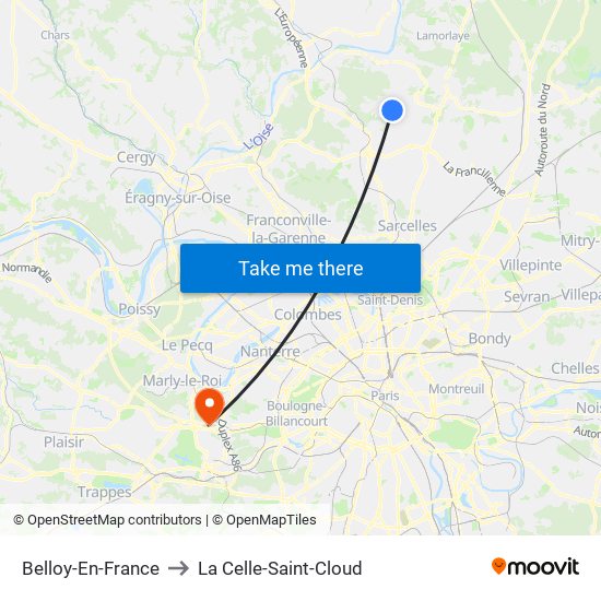 Belloy-En-France to La Celle-Saint-Cloud map