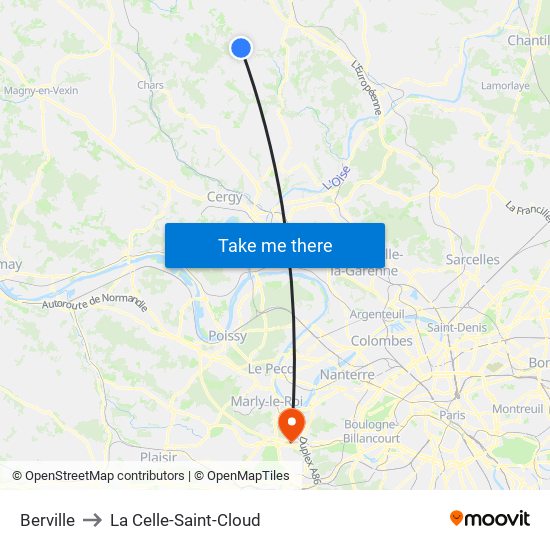Berville to La Celle-Saint-Cloud map