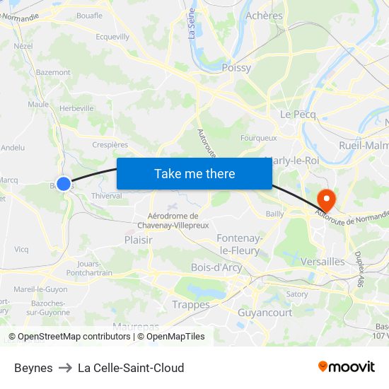 Beynes to La Celle-Saint-Cloud map