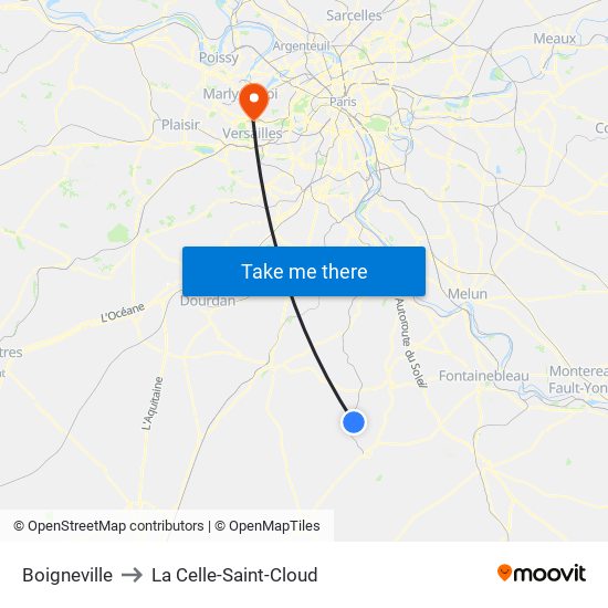 Boigneville to La Celle-Saint-Cloud map