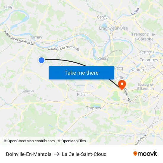 Boinville-En-Mantois to La Celle-Saint-Cloud map