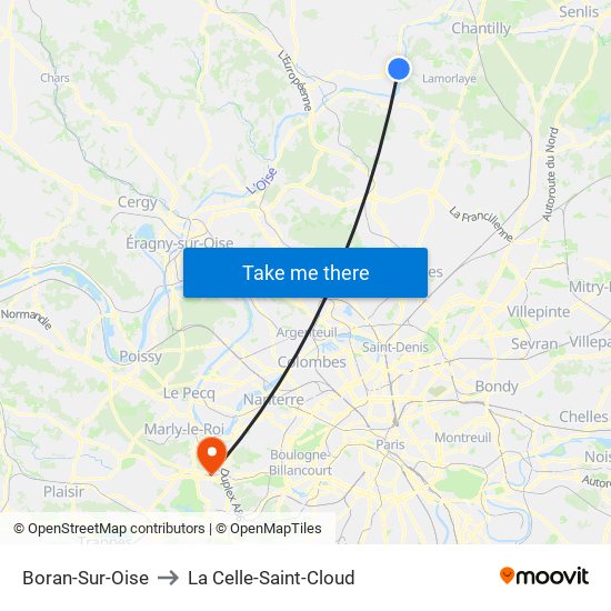 Boran-Sur-Oise to La Celle-Saint-Cloud map