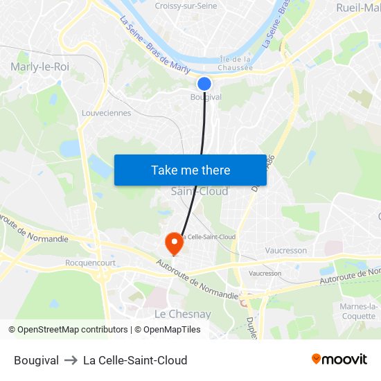Bougival to La Celle-Saint-Cloud map