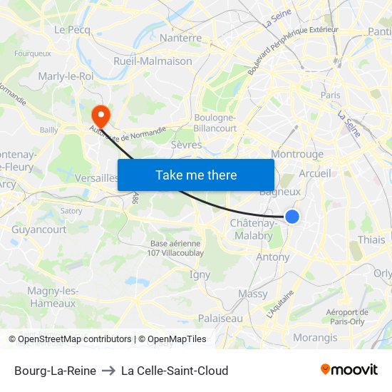 Bourg-La-Reine to La Celle-Saint-Cloud map