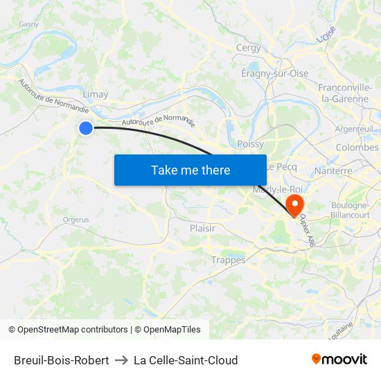Breuil-Bois-Robert to La Celle-Saint-Cloud map