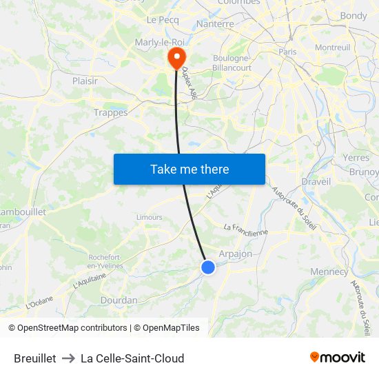 Breuillet to La Celle-Saint-Cloud map