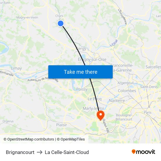 Brignancourt to La Celle-Saint-Cloud map