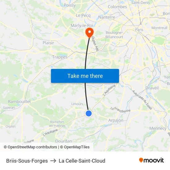 Briis-Sous-Forges to La Celle-Saint-Cloud map
