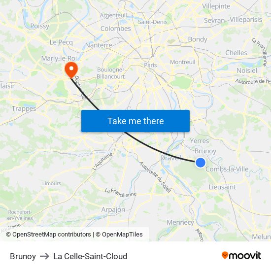 Brunoy to La Celle-Saint-Cloud map