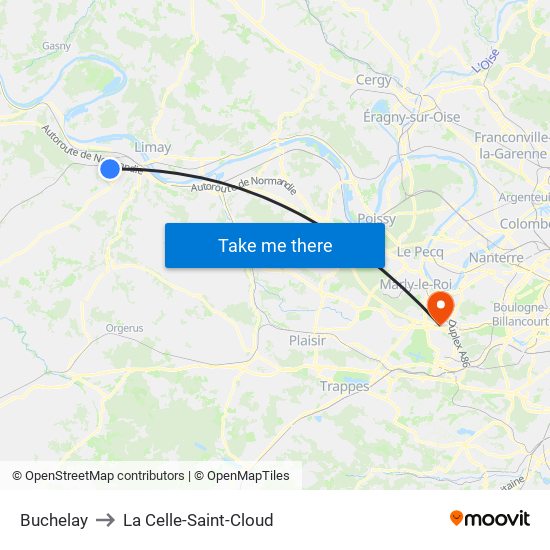 Buchelay to La Celle-Saint-Cloud map