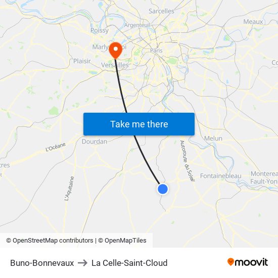 Buno-Bonnevaux to La Celle-Saint-Cloud map