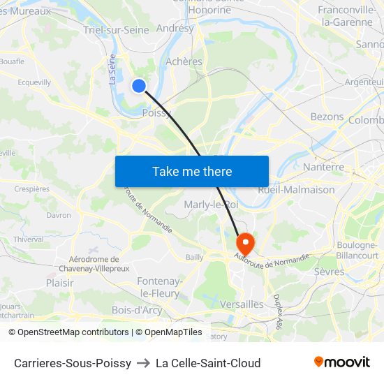 Carrieres-Sous-Poissy to La Celle-Saint-Cloud map