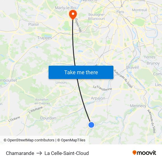 Chamarande to La Celle-Saint-Cloud map