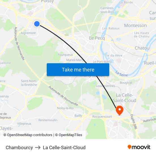 Chambourcy to La Celle-Saint-Cloud map