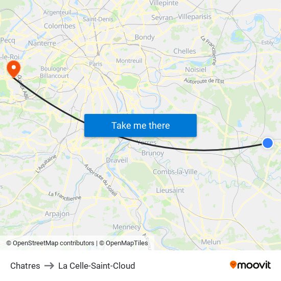Chatres to La Celle-Saint-Cloud map