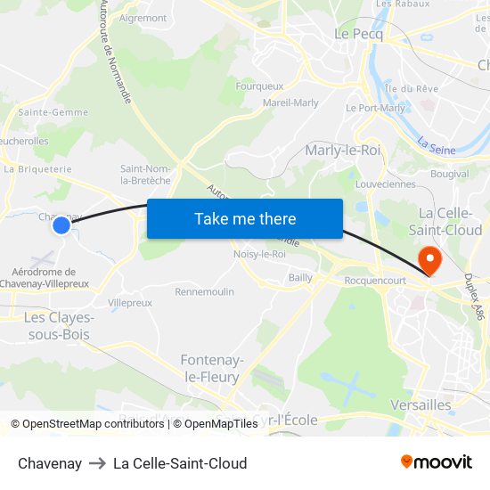 Chavenay to La Celle-Saint-Cloud map