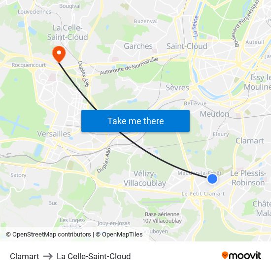Clamart to La Celle-Saint-Cloud map