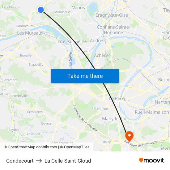 Condecourt to La Celle-Saint-Cloud map