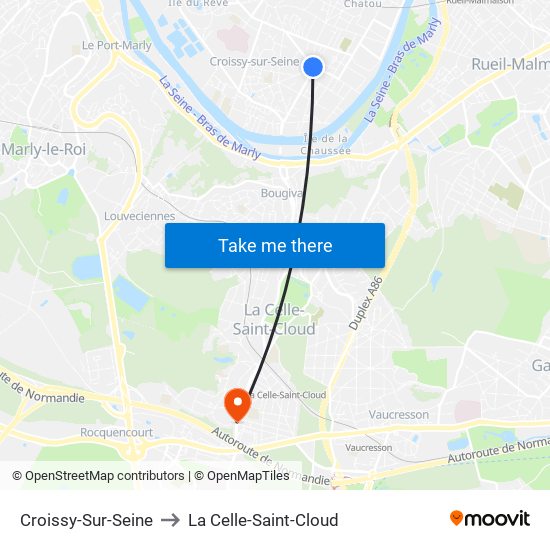 Croissy-Sur-Seine to La Celle-Saint-Cloud map