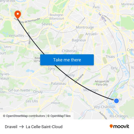 Draveil to La Celle-Saint-Cloud map