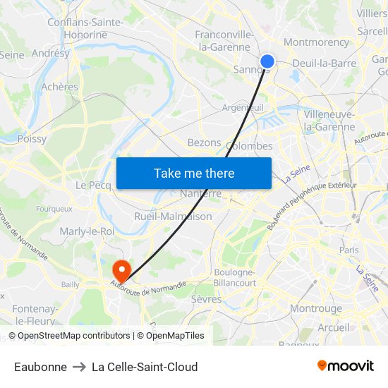 Eaubonne to La Celle-Saint-Cloud map