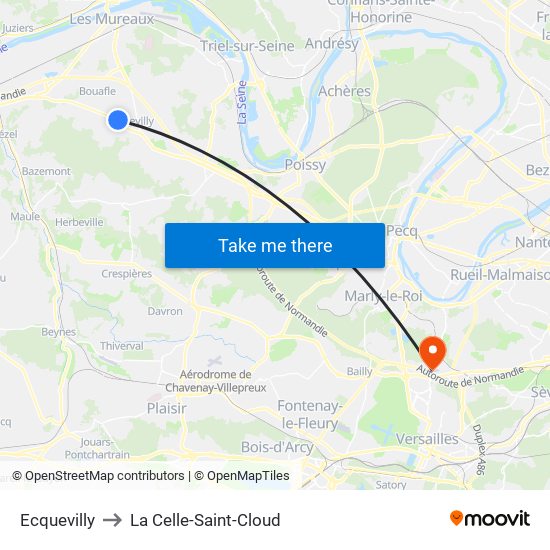 Ecquevilly to La Celle-Saint-Cloud map