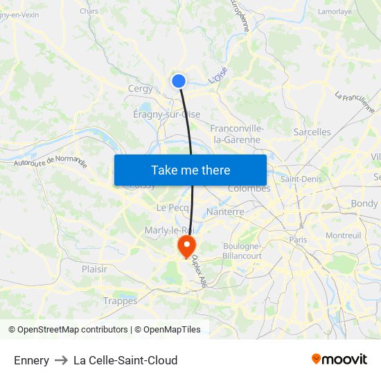 Ennery to La Celle-Saint-Cloud map