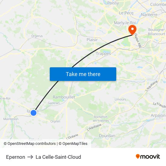 Epernon to La Celle-Saint-Cloud map