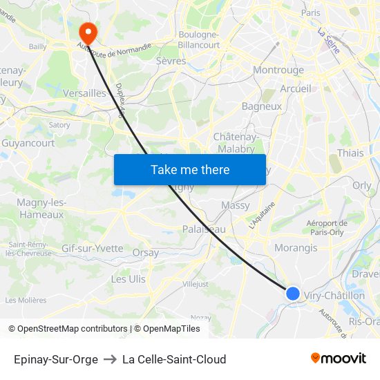 Epinay-Sur-Orge to La Celle-Saint-Cloud map