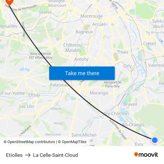 Etiolles to La Celle-Saint-Cloud map