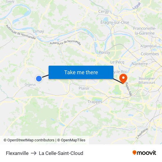 Flexanville to La Celle-Saint-Cloud map