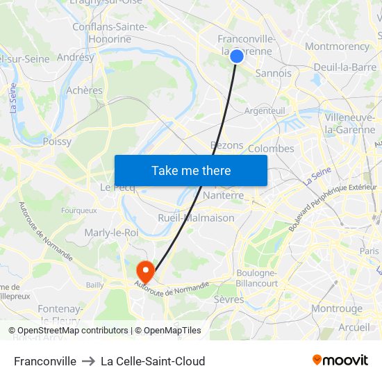 Franconville to La Celle-Saint-Cloud map