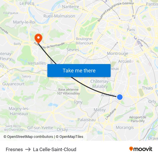 Fresnes to La Celle-Saint-Cloud map