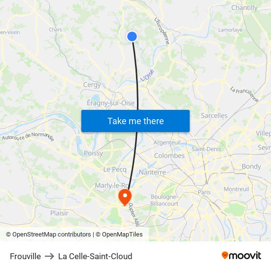 Frouville to La Celle-Saint-Cloud map