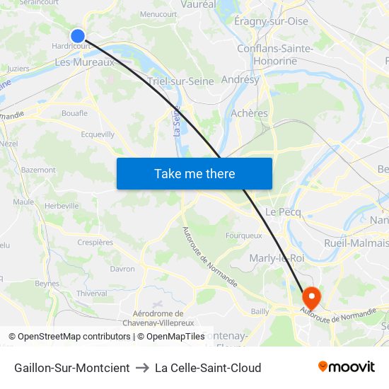 Gaillon-Sur-Montcient to La Celle-Saint-Cloud map