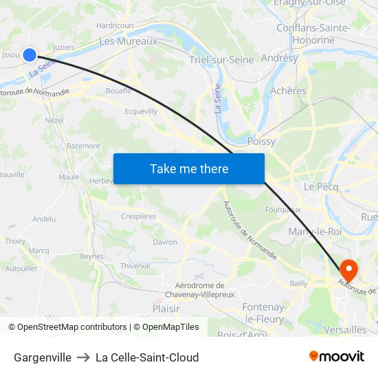 Gargenville to La Celle-Saint-Cloud map