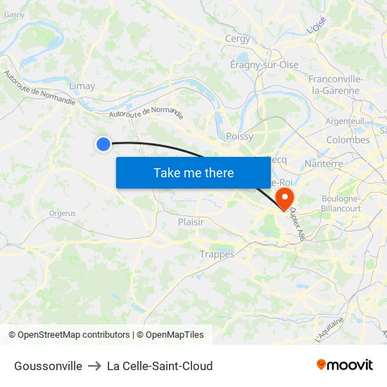Goussonville to La Celle-Saint-Cloud map