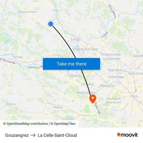 Gouzangrez to La Celle-Saint-Cloud map