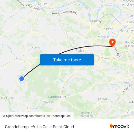 Grandchamp to La Celle-Saint-Cloud map
