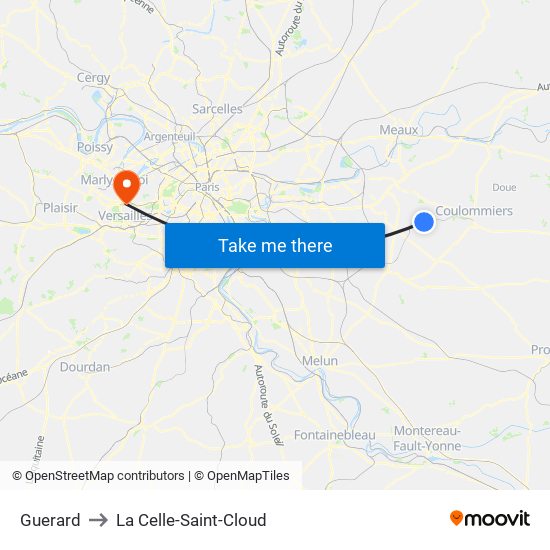 Guerard to La Celle-Saint-Cloud map