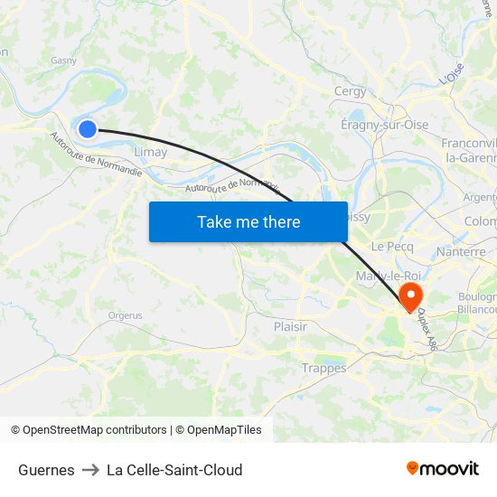 Guernes to La Celle-Saint-Cloud map