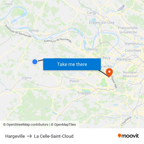 Hargeville to La Celle-Saint-Cloud map