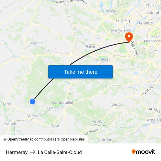 Hermeray to La Celle-Saint-Cloud map
