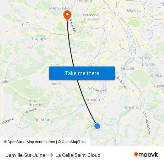 Janville-Sur-Juine to La Celle-Saint-Cloud map