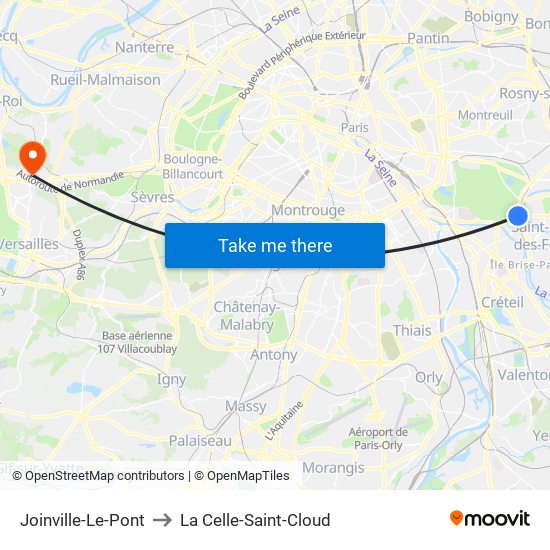 Joinville-Le-Pont to La Celle-Saint-Cloud map