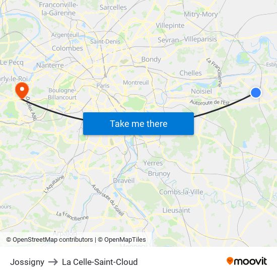 Jossigny to La Celle-Saint-Cloud map