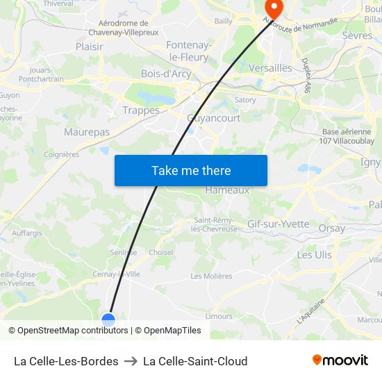 La Celle-Les-Bordes to La Celle-Saint-Cloud map