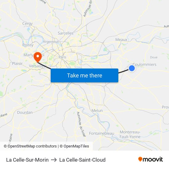 La Celle-Sur-Morin to La Celle-Saint-Cloud map