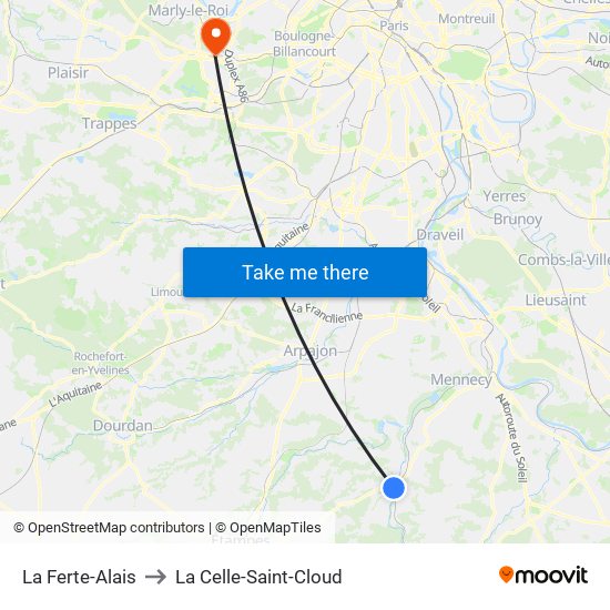 La Ferte-Alais to La Celle-Saint-Cloud map