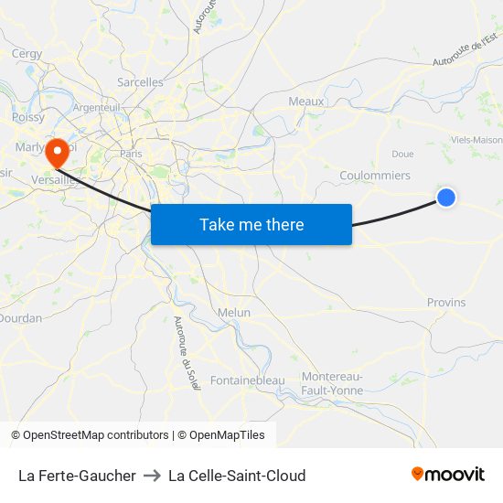 La Ferte-Gaucher to La Celle-Saint-Cloud map